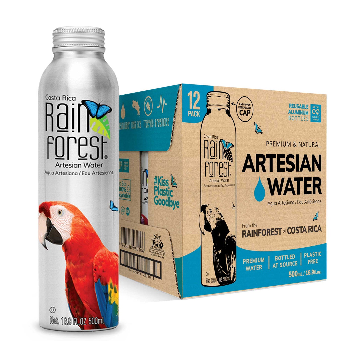 [Wholesale] RainForest Agua Artesiana Botella Aluminio Reusable 500mL