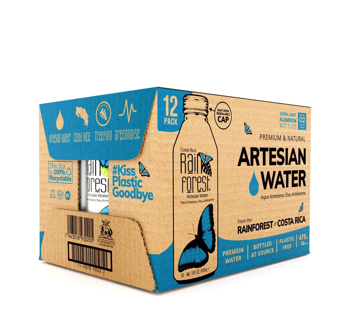 [Wholesale] RainForest Agua Artesiana Aluminio BottleCan 475mL